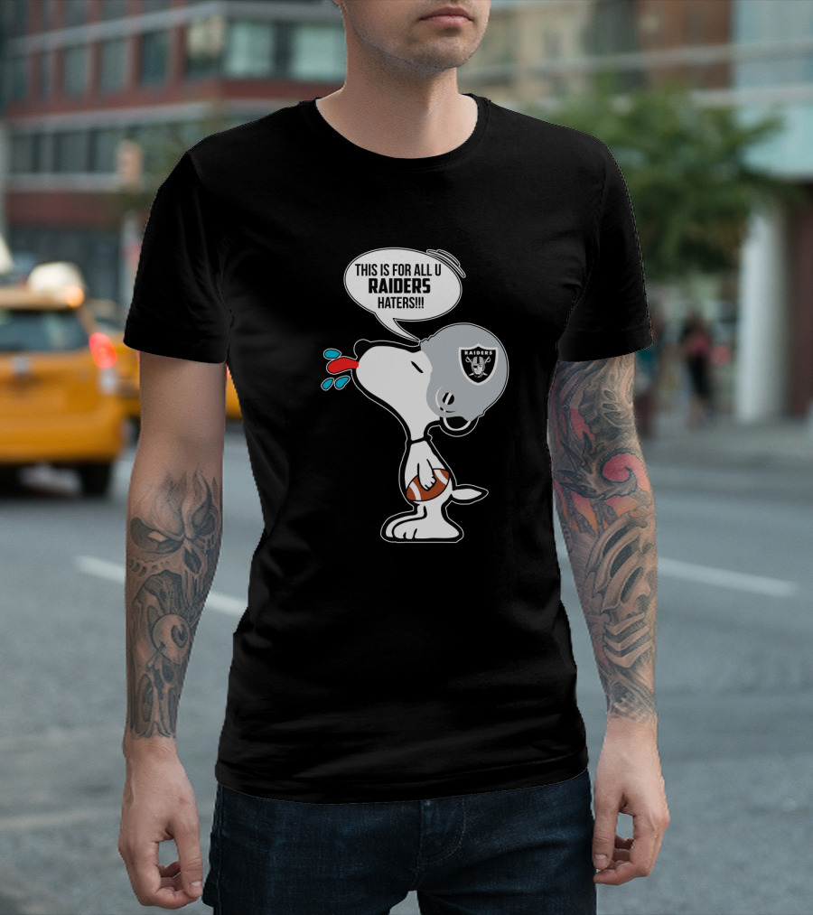 Snoopy Raiders Haters Football Helmet Taunting Peanuts Raiders Fans T-Shirt