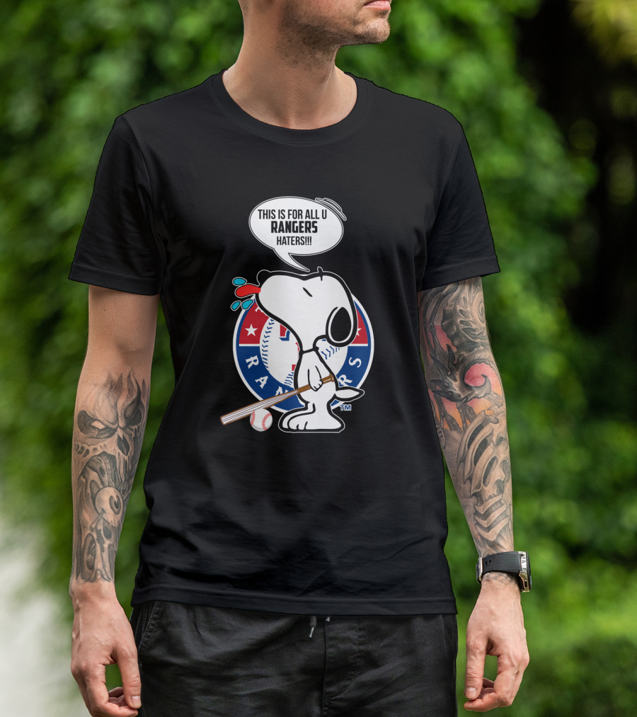 Snoopy And Texas Rangers Baseball Fans United Against Haters T-Shirt