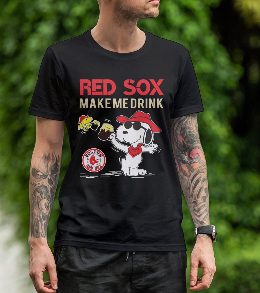 Red Sox Make Me Drink Snoopy Boston Red Sox Fans T-Shirt