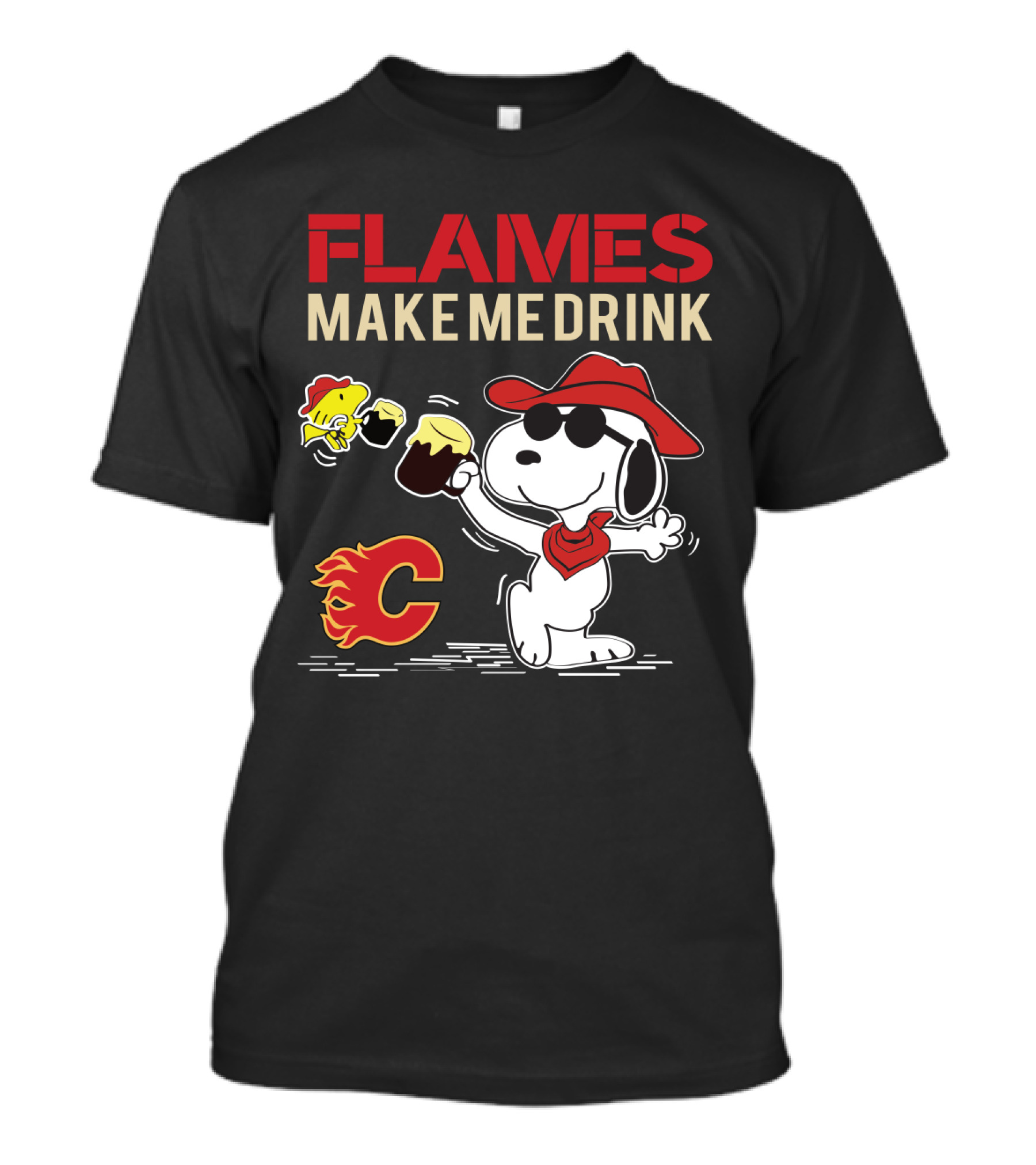 Flames Make Me Drink Snoopy Calgary C T-Shirt
