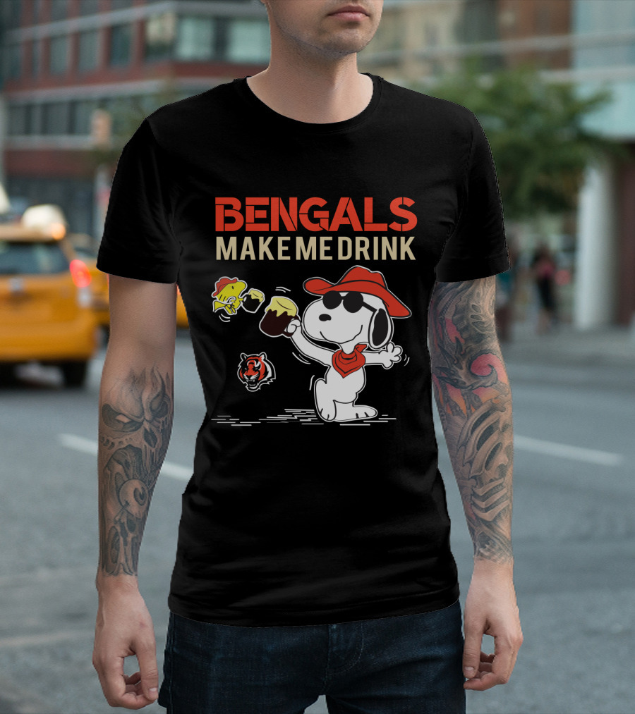 Bengals Make Me Drink Snoopy Cincinnati Bengals T-Shirt