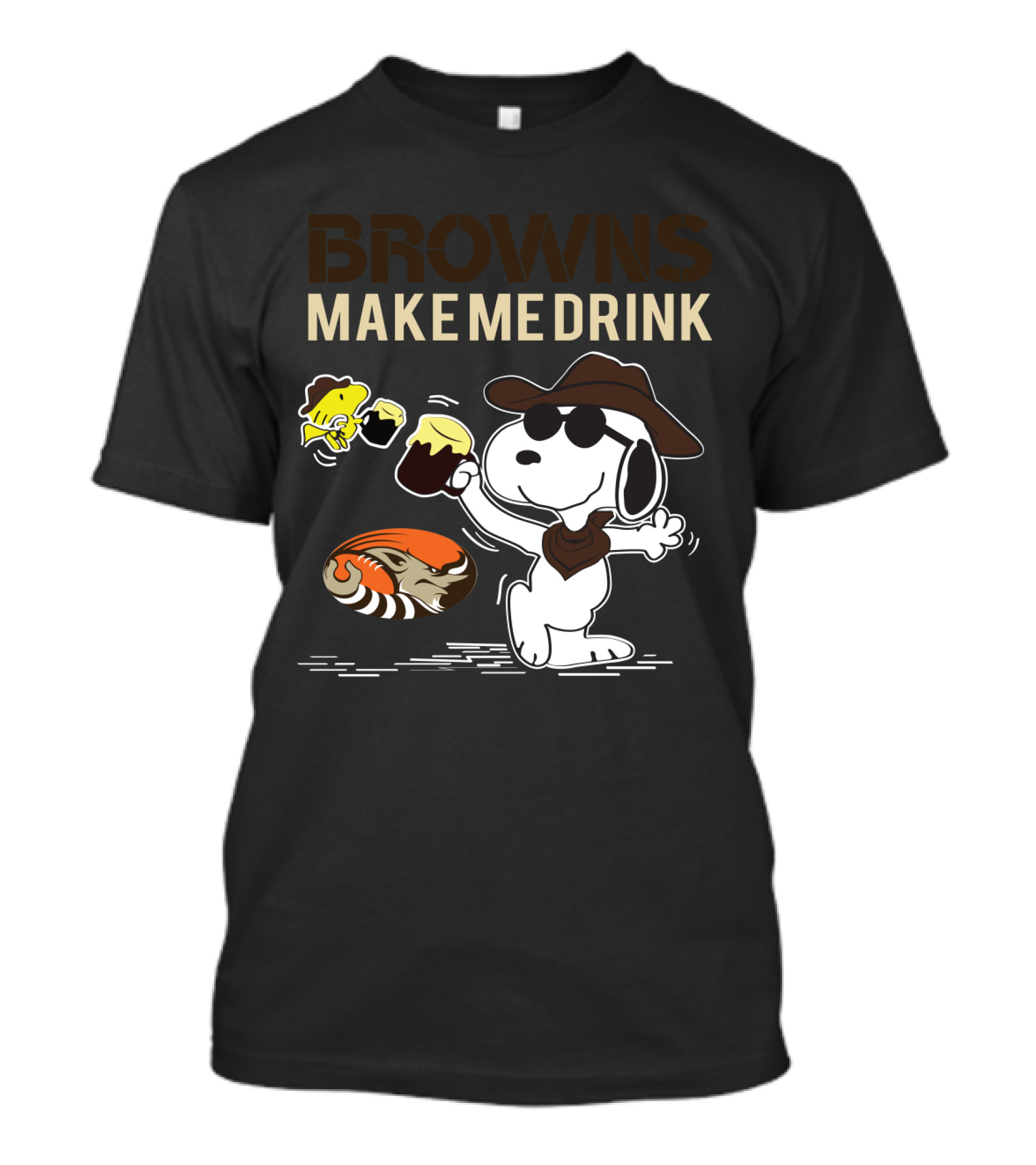 Browns Make Me Drink Snoopy And Woodstock Cleveland Browns Fans T-Shirt