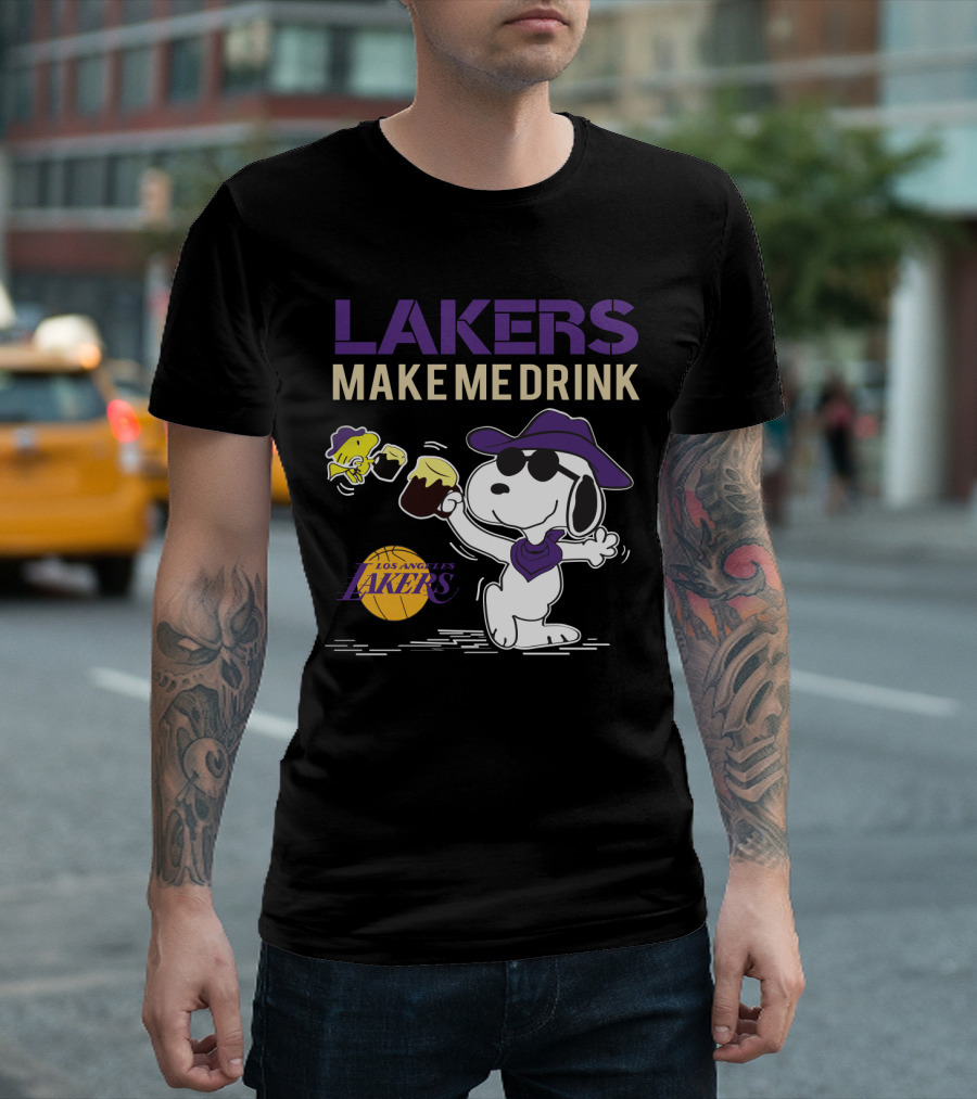 Snoopy Los Angeles Lakers Make Me Drink T-Shirt