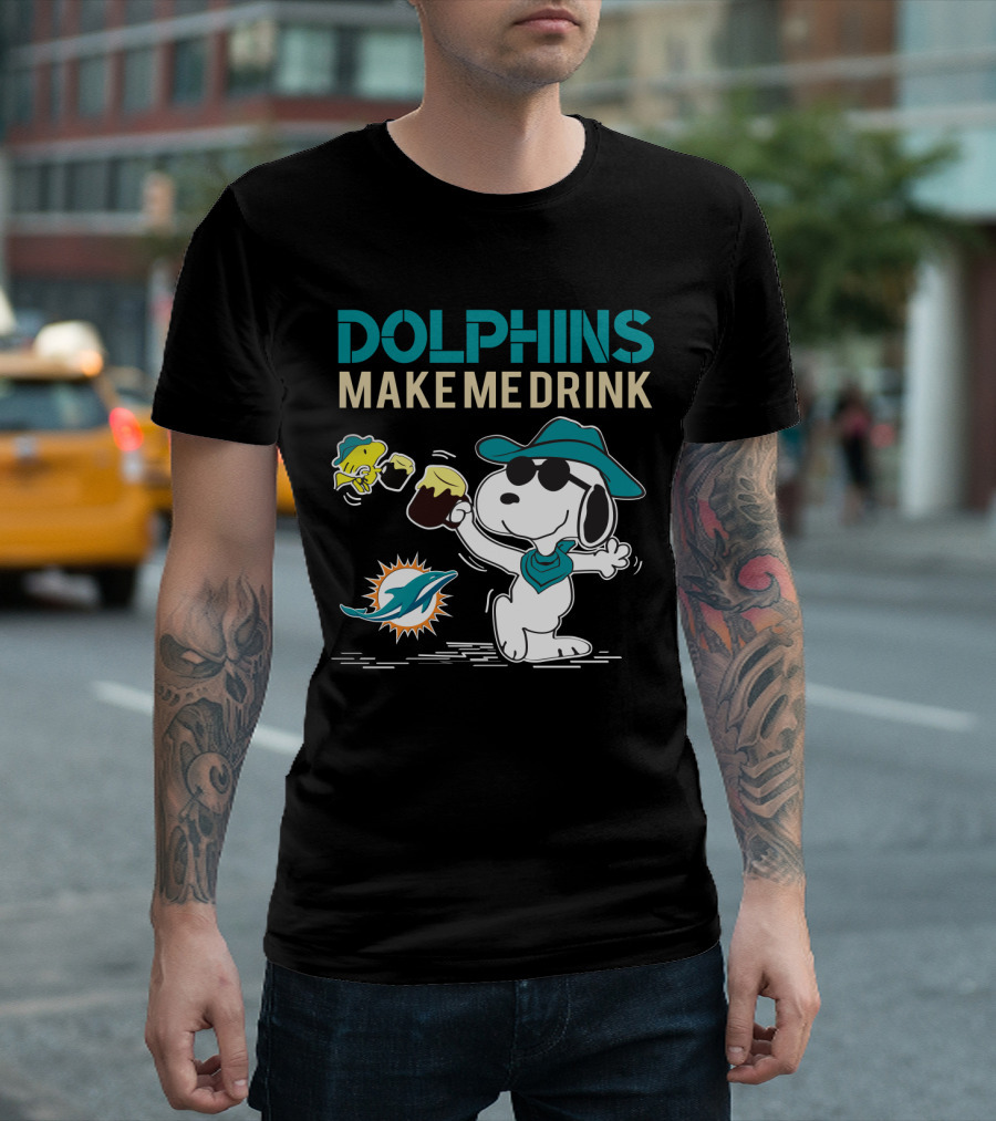 Dolphins Make Me Drink Snoopy Miami Dolphins Fans T-Shirt