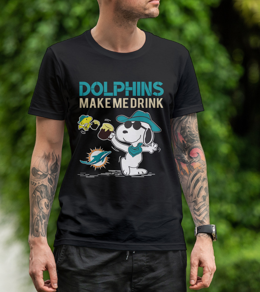 Dolphins Make Me Drink Snoopy Miami Dolphins Fans T-Shirt