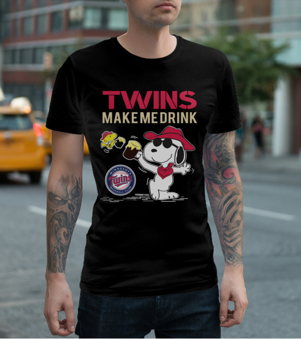 Twins Make Me Drink Snoopy Minnesota Baseball Club T-Shirt