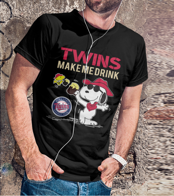Twins Make Me Drink Snoopy Minnesota Baseball Club T-Shirt