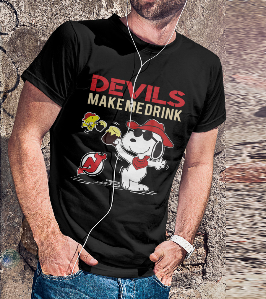Devils Make Me Drink Snoopy For New Jersey Fans T-Shirt