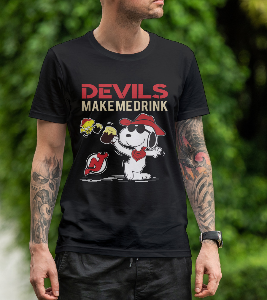 Devils Make Me Drink Snoopy For New Jersey Fans T-Shirt