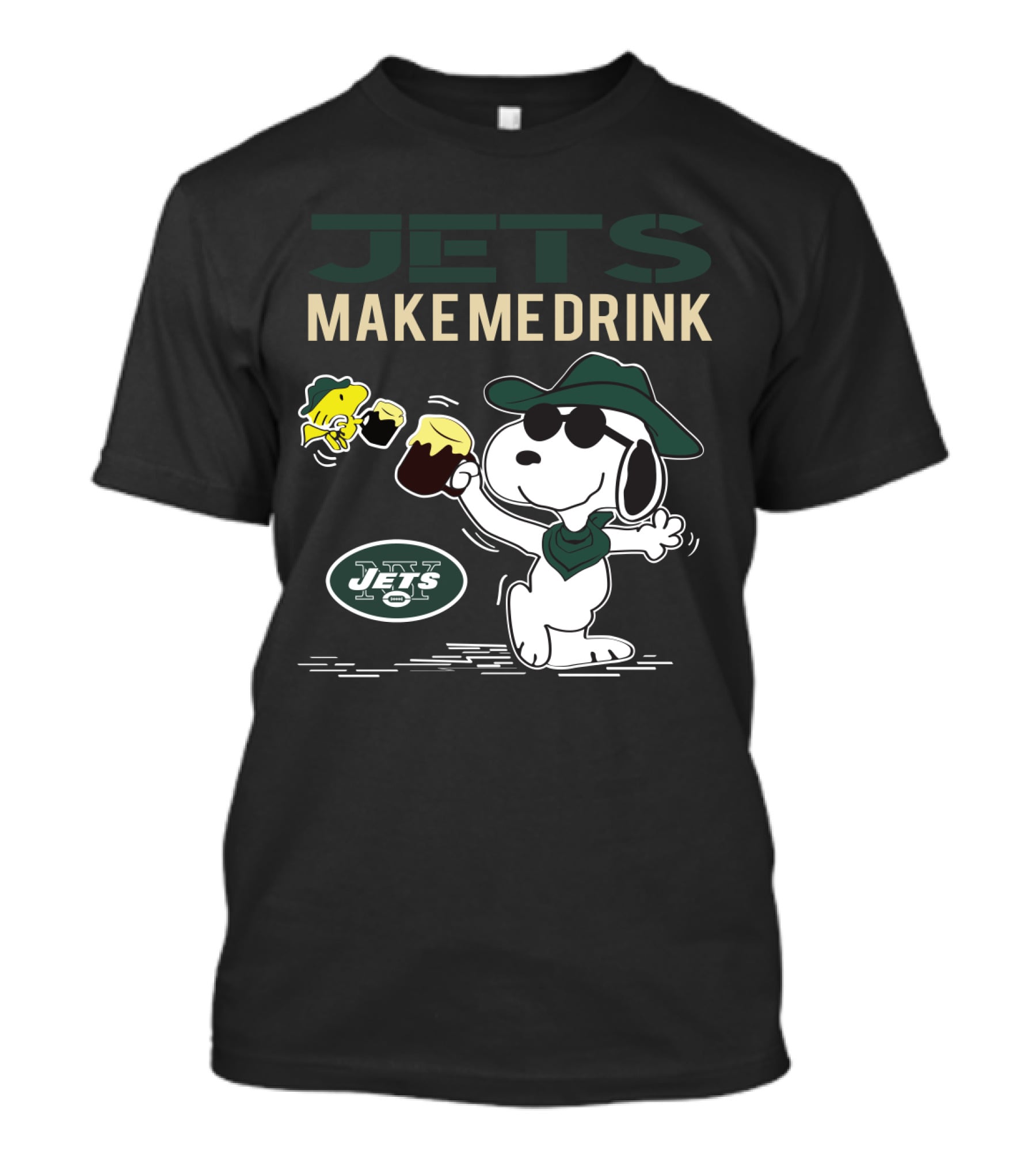 Jets Make Me Drink Snoopy And Woodstock New York Fans T-Shirt