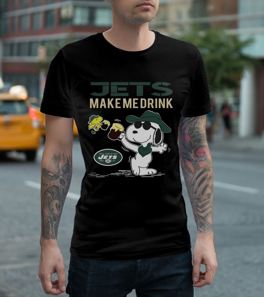 Jets Make Me Drink Snoopy And Woodstock New York Fans T-Shirt