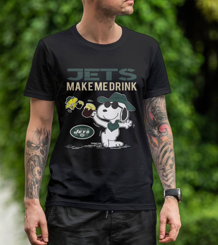 Jets Make Me Drink Snoopy And Woodstock New York Fans T-Shirt