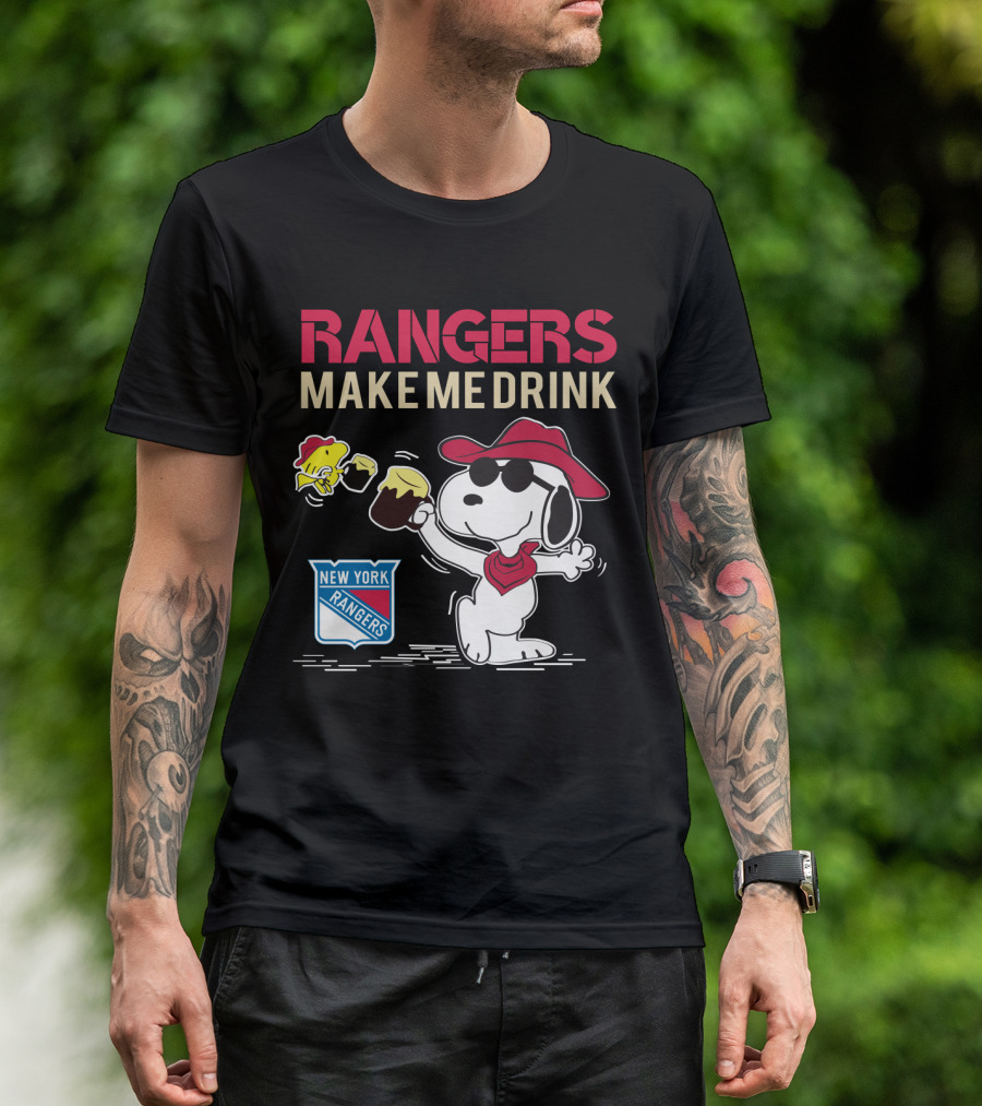 Rangers Make Me Drink Snoopy Celebrates New York Rangers Fans T-Shirt
