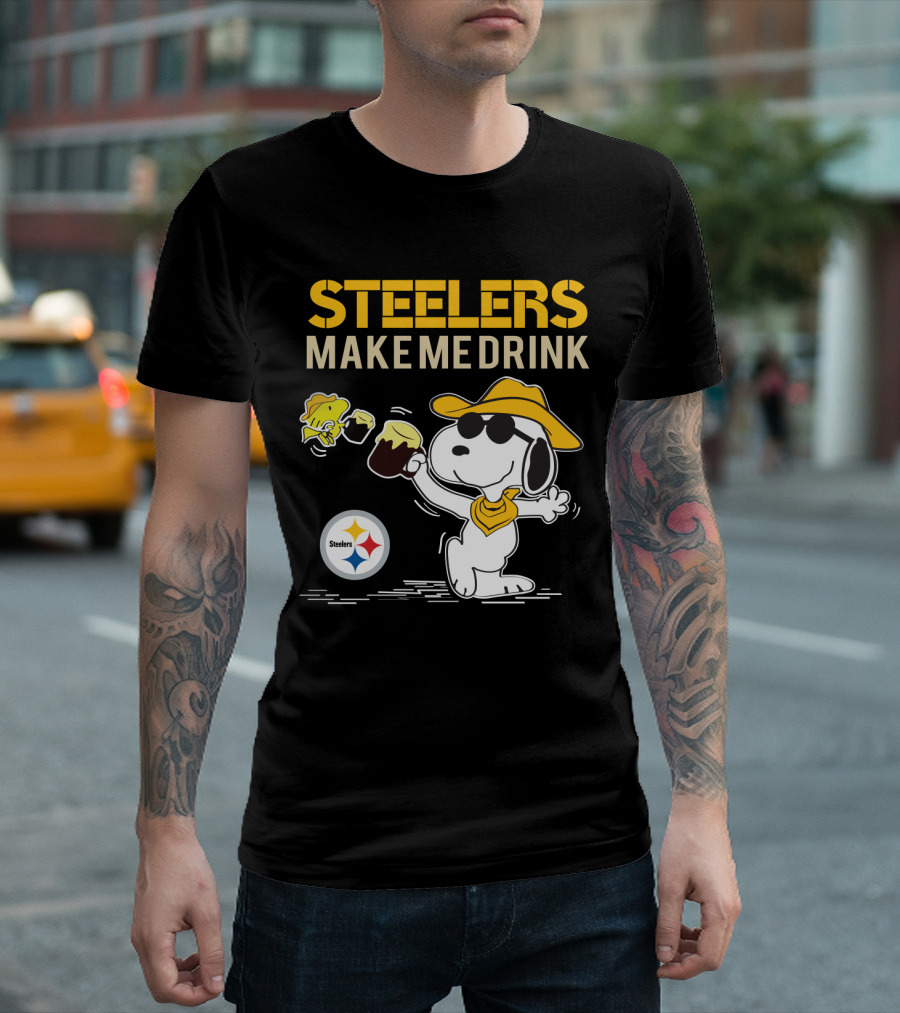 Steelers Make Me Drink Snoopy Pittsburgh Steelers Fans T-Shirt