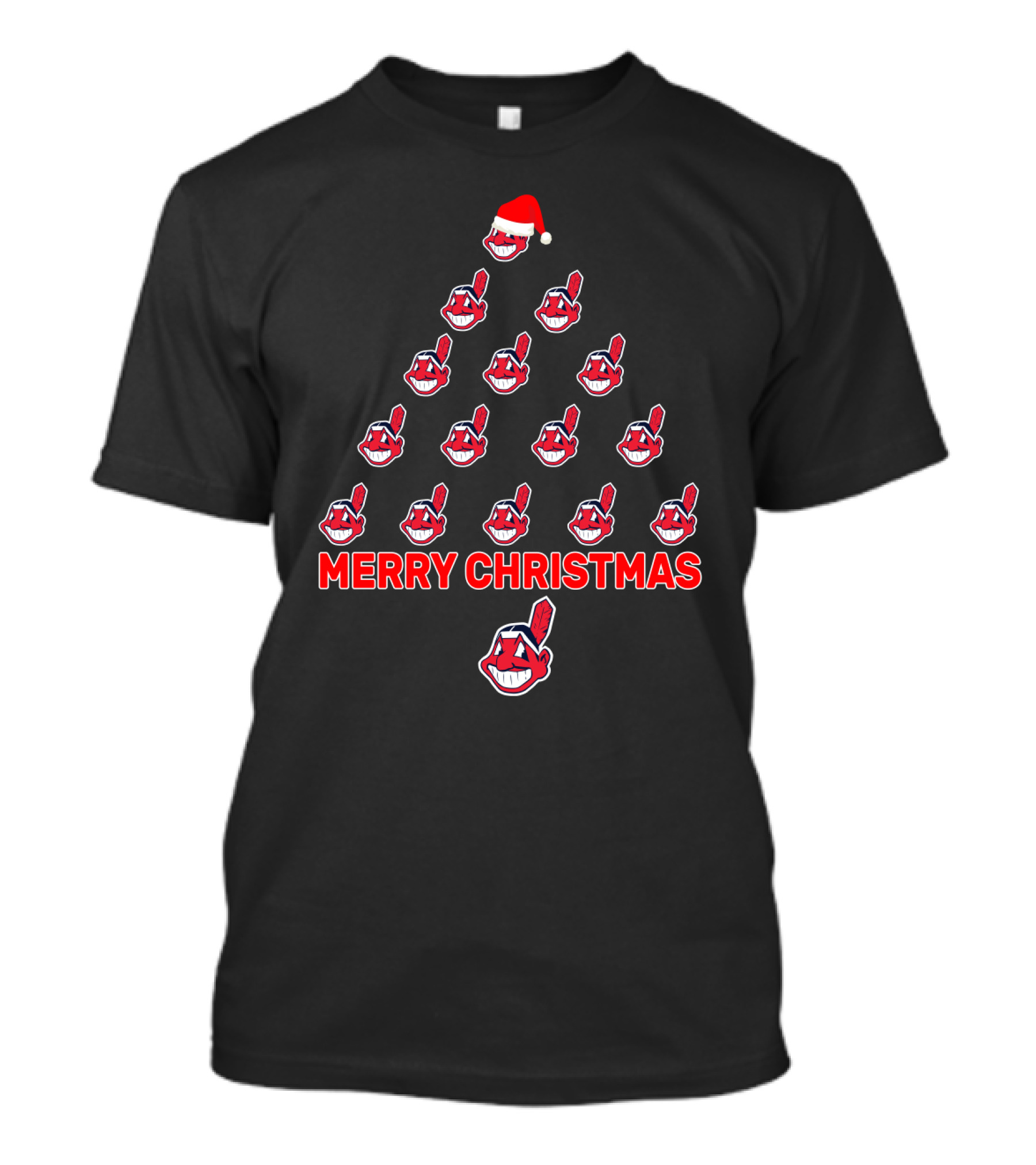 Merry Christmas Cleveland Indians Fans Holiday Tree T-Shirt