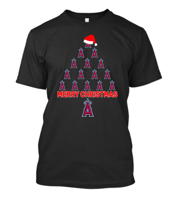 Merry Christmas Los Angeles Angels Santa Hat Tree T-Shirt