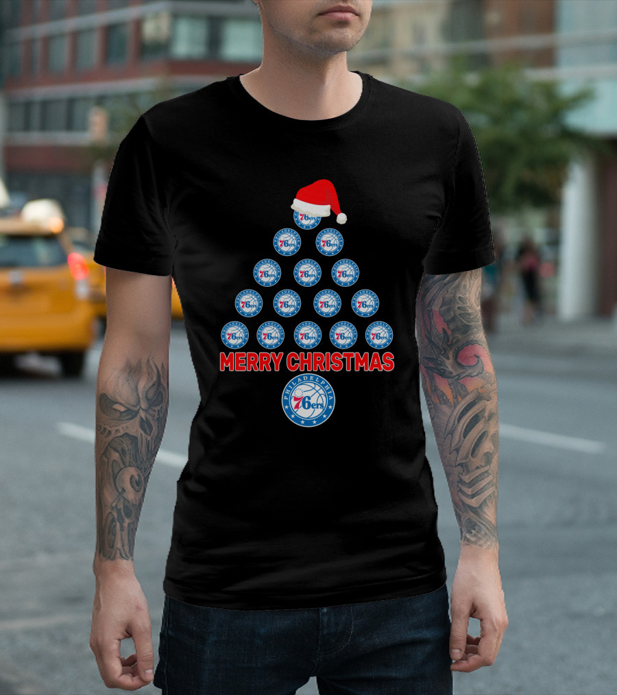 Merry Christmas Philadelphia 76ers Fans Christmas Tree T-Shirt