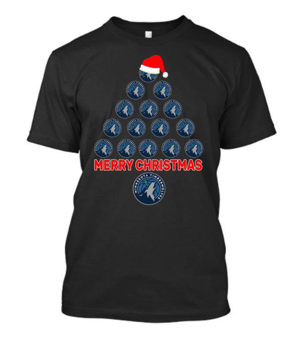 Merry Christmas Minnesota Timberwolves Christmas Tree Fan T-Shirt