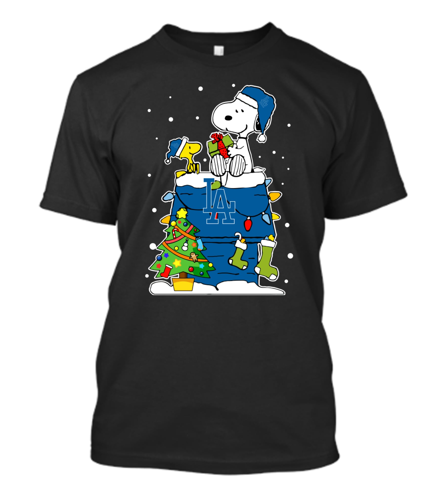 Los Angeles Dodgers Snoopy And Woodstock Christmas T-Shirt