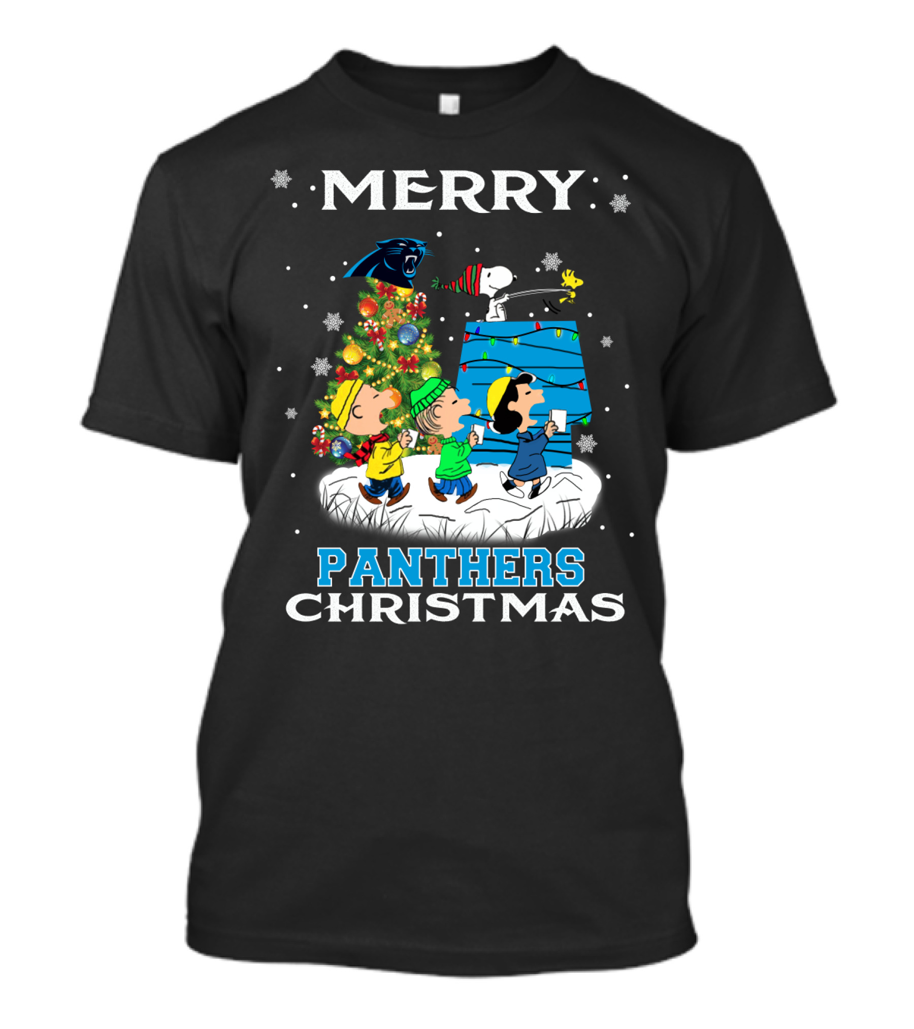 Merry Carolina Panthers Christmas Snoopy Peanuts Fans T-Shirt