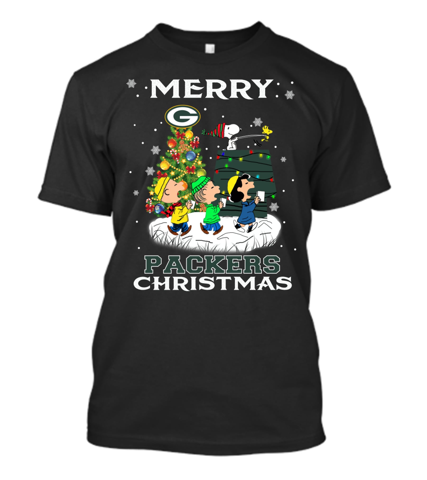 Merry Packers Christmas Featuring Snoopy And Friends T-Shirt