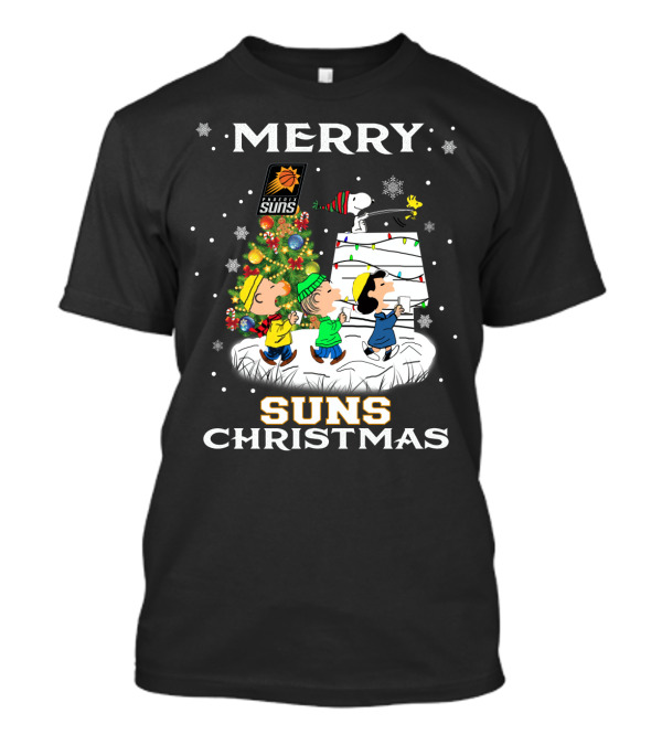 Merry Phoenix Suns Christmas Snoopy Peanuts Winter Scene T-Shirt