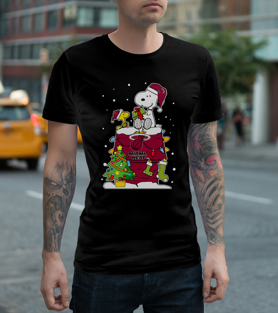 Snoopy Christmas Miami Heat Festive Cheer T-Shirt