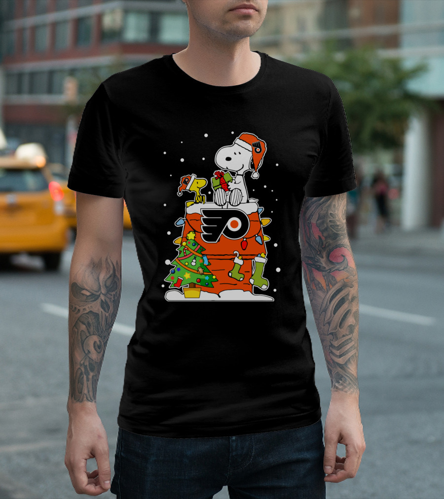 Philadelphia Flyers Snoopy Woodstock Christmas Winter Cheer T-Shirt