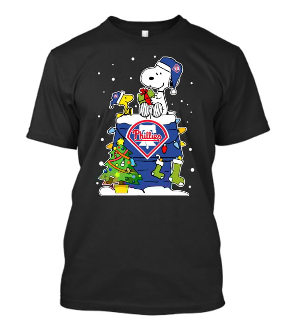 Philadelphia Phillies Christmas Snoopy And Woodstock Gift Festivities T-Shirt