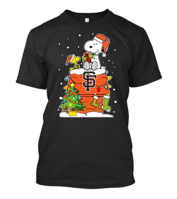San Francisco Giants Snoopy Christmas With Beagle And Woodstock T-Shirt
