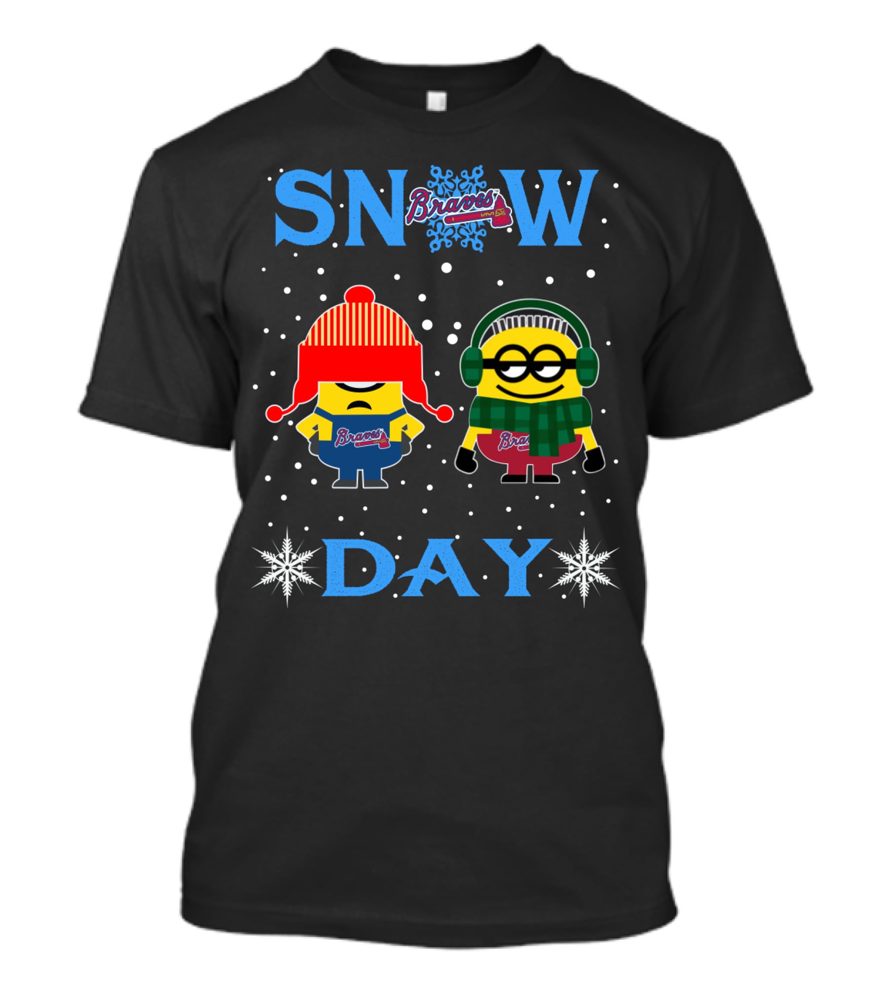 Atlanta Braves Minion Fans Snow Day Winter Holiday T-Shirt