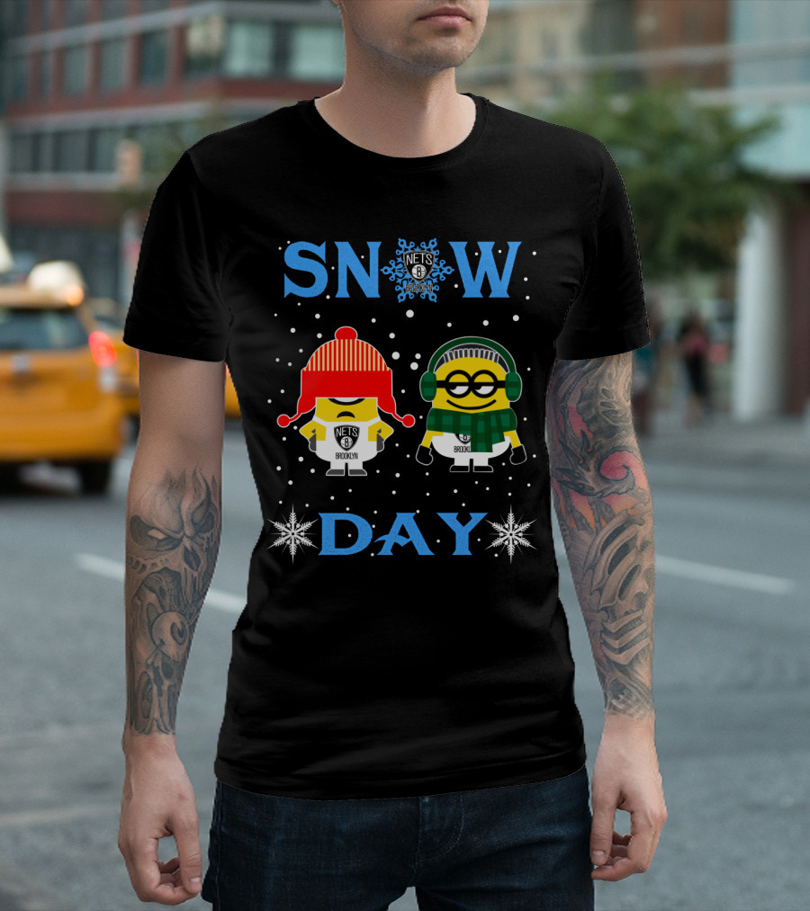 Brooklyn Nets Minions Snow Day Celebration T-Shirt