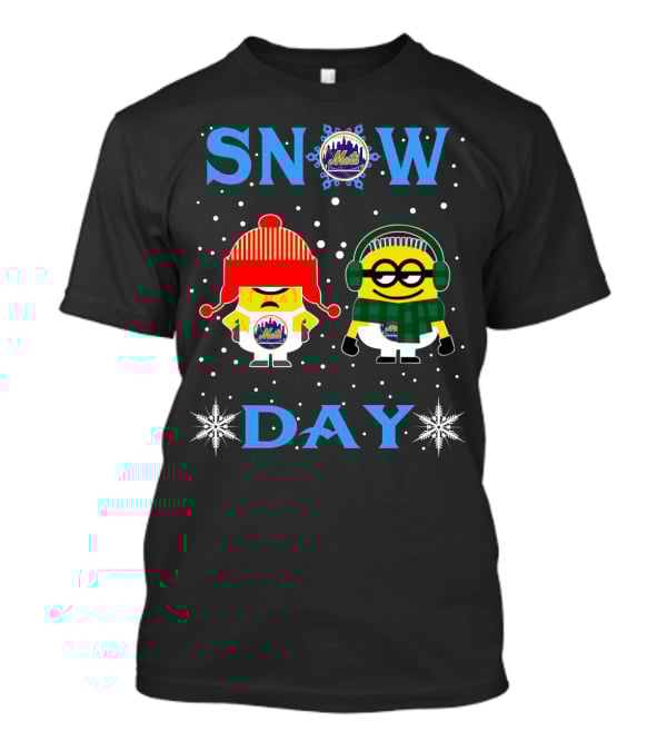 Snow Day Fun For New York Mets And Minion Fans In Winter Gear T-Shirt