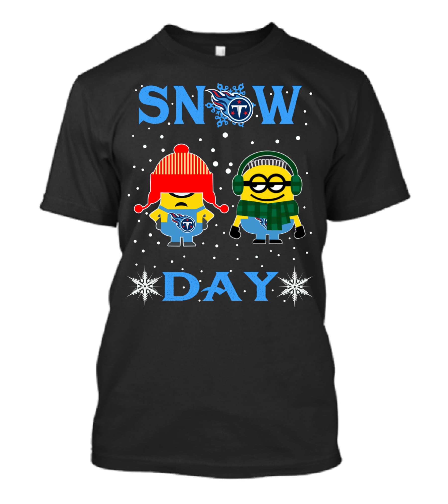 Snow Day Minions With Tennessee Titans Logos T-Shirt