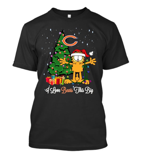 I Love Bears This Big Xmas Garfield Cat Vs Chicago Bears Fans T-Shirt
