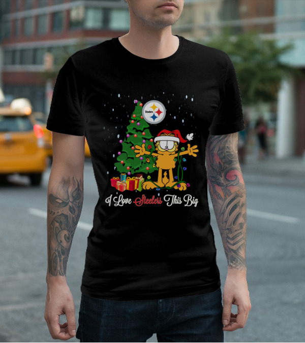 I Love Steelers This Big Garfield Christmas Tree Steelers T-Shirt