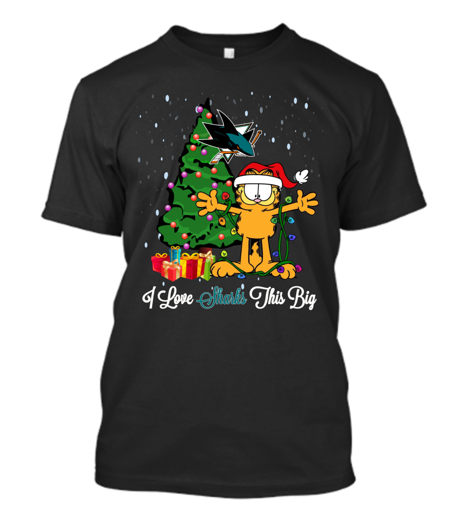 Garfield Christmas San Jose Sharks I Love Sharks This Big T-Shirt