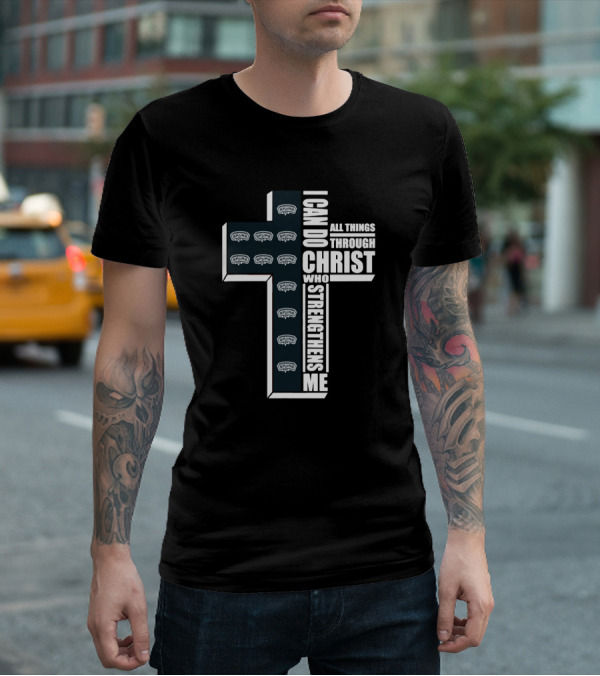 Spurs I Can Do All Things Through Christ Who Strengthens Me Cross T-Shirt