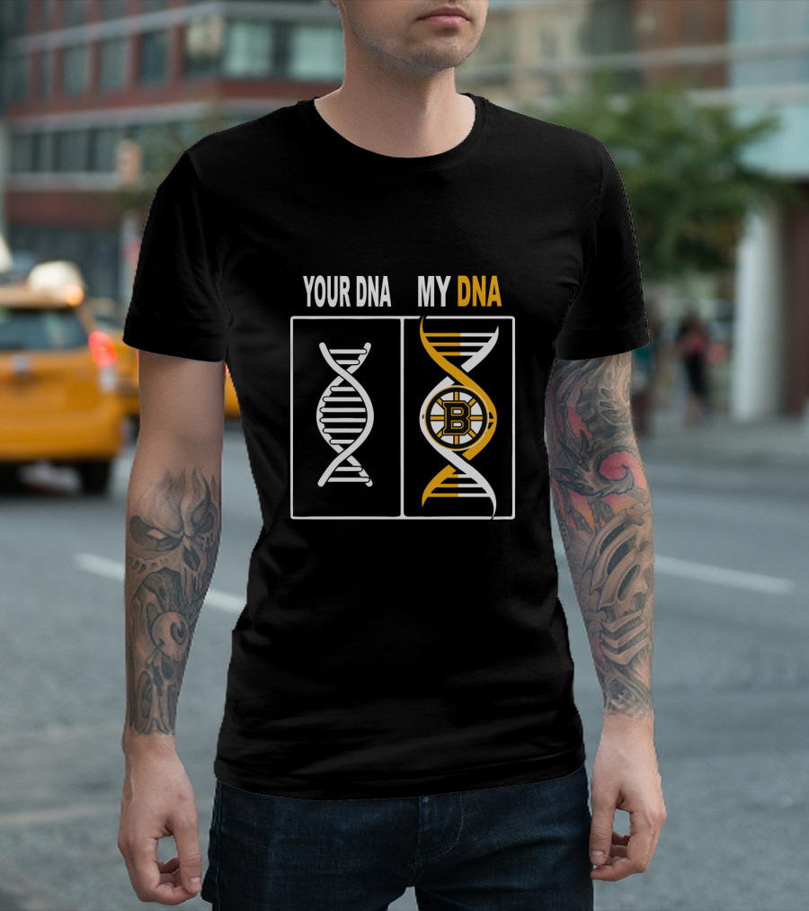 Your DNA My DNA Boston Bruins Hockey Fan Genetic Connection T-Shirt