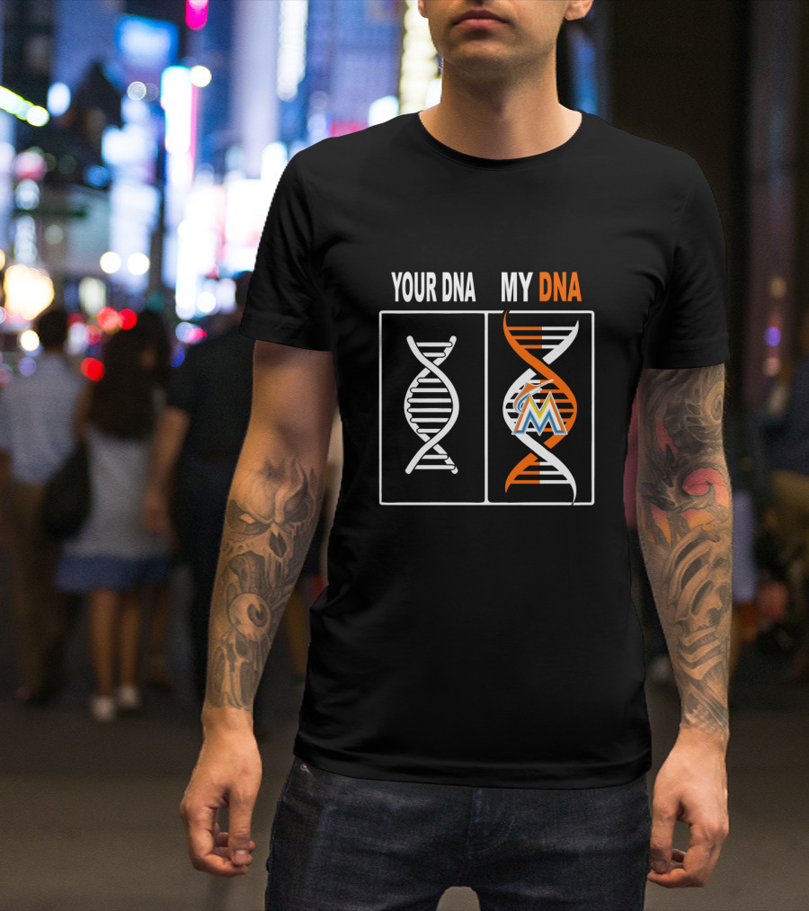 Miami Marlins DNA Double Helix Logo Your DNA My DNA T-Shirt