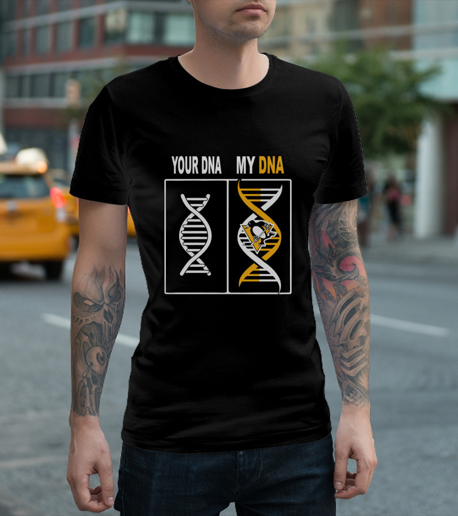 Your DNA My DNA Pittsburgh Penguins Hockey Logo DNA Strands T-Shirt