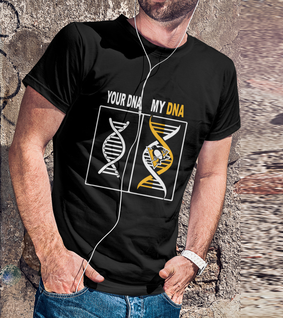 Your DNA My DNA Pittsburgh Penguins Hockey Logo DNA Strands T-Shirt