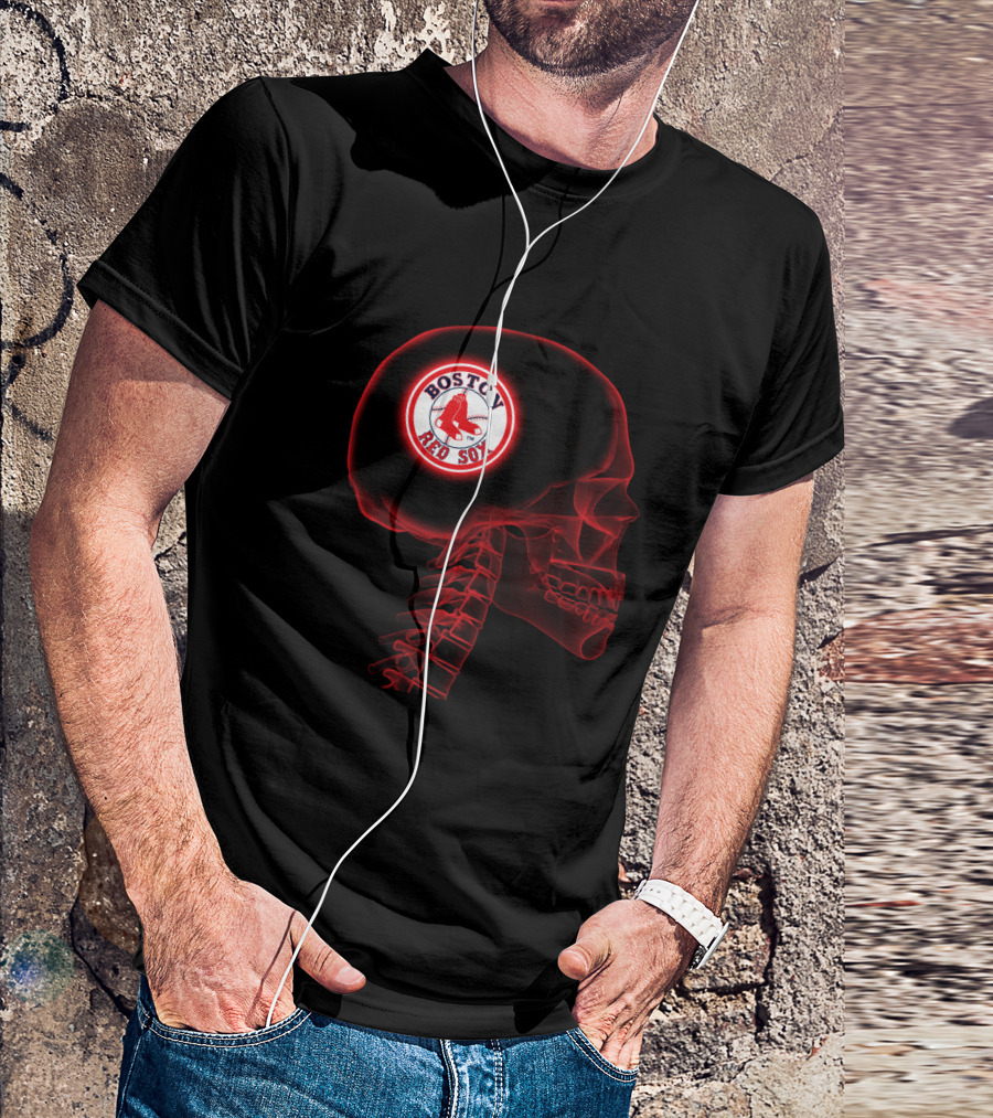 Boston Red Sox Logo Inside Skull Renders Team On My Brain T-Shirt