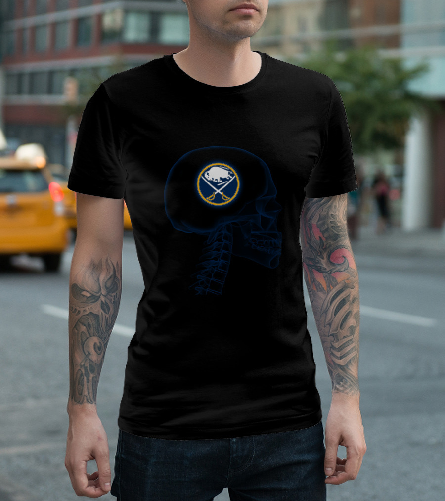 Buffalo Sabres Logo Inside Skull T-Shirt