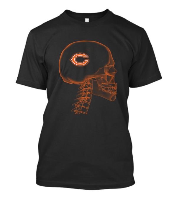 Chicago Bears Halloween Skull X-Ray In My Brain Fans T-Shirt