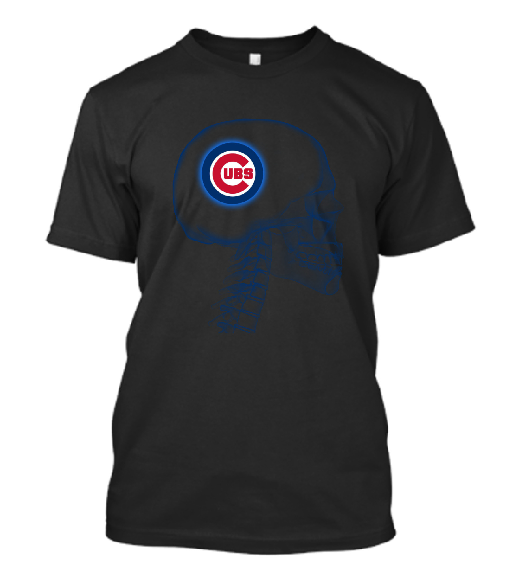 Chicago Cubs Logo Integrated In Brain X-Ray Skeleton T-Shirt