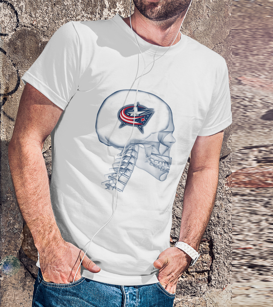 Columbus Blue Jackets Skull With Iconic Logo In My Brain T-Shirt