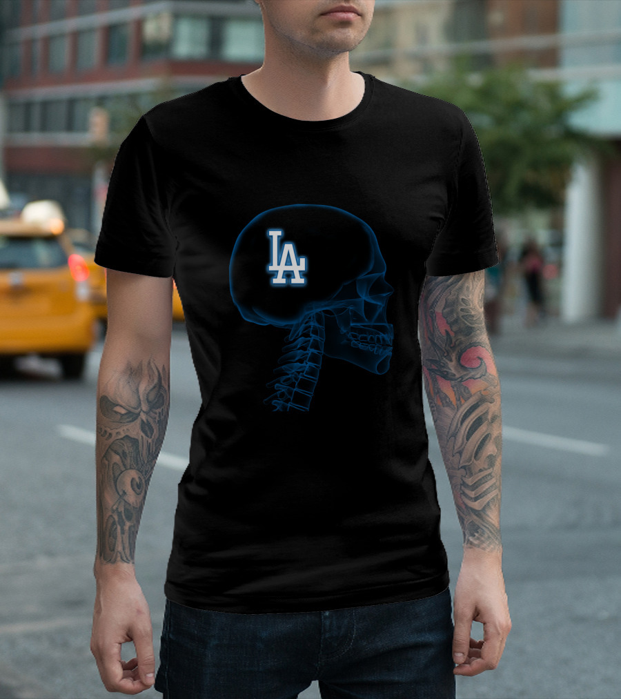 Los Angeles Dodgers LA Logo Brain X-Ray T-Shirt