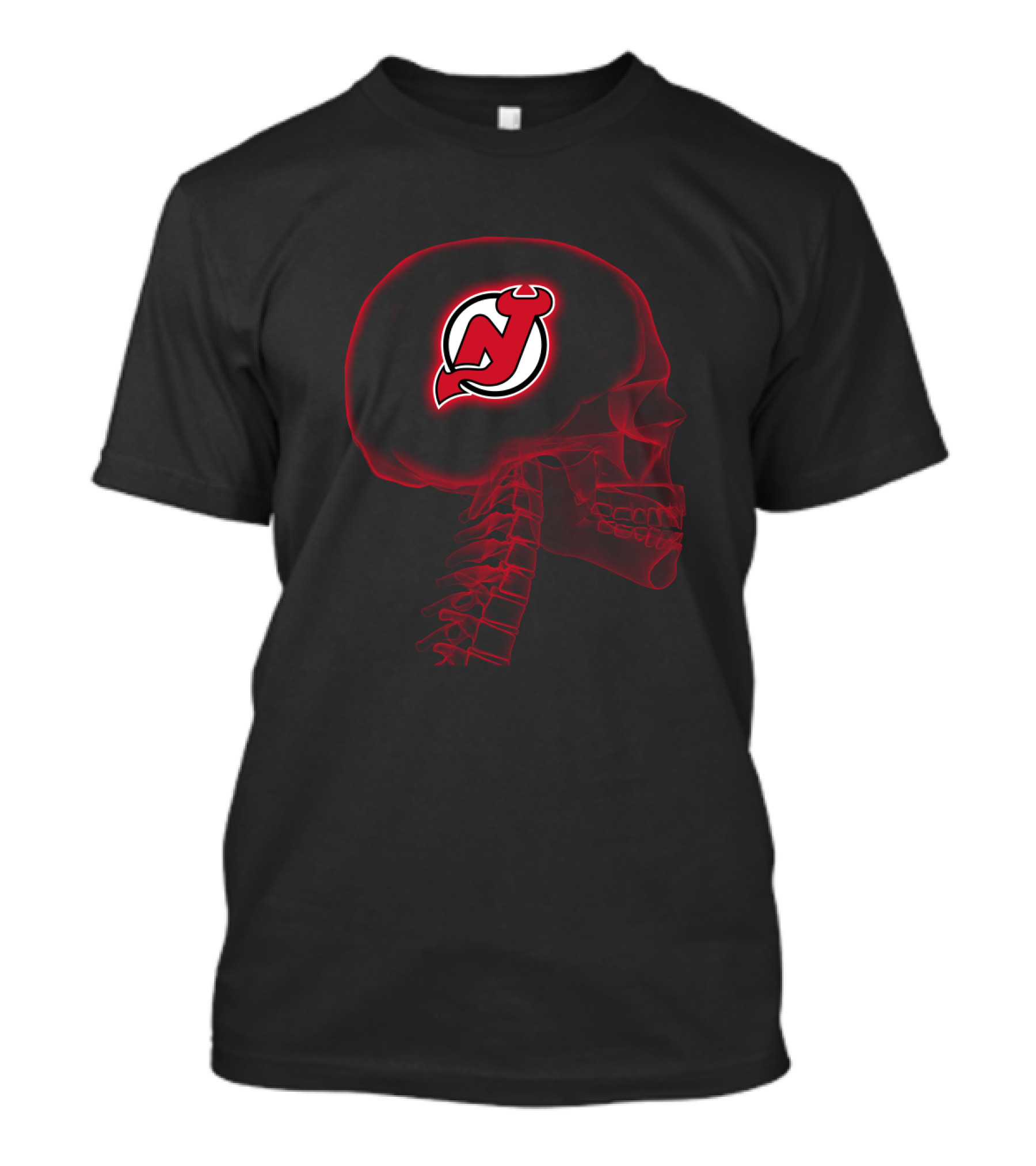 New Jersey Devils Skull Brain Graphic With Hockey Team T-Shirt