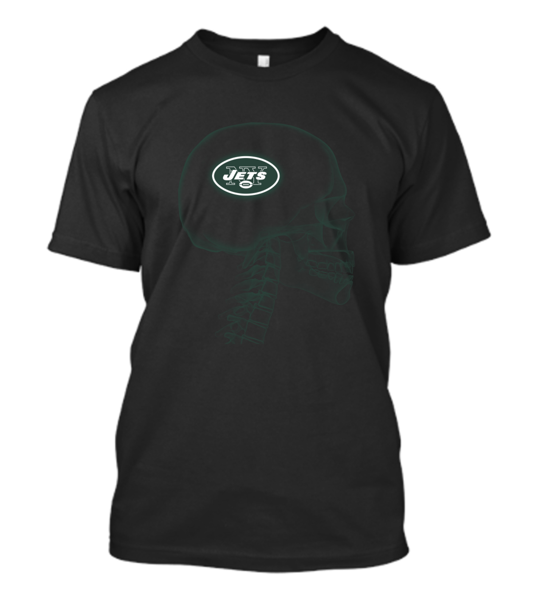 New York Jets Logo Inside Skull Halloween For Fans T-Shirt